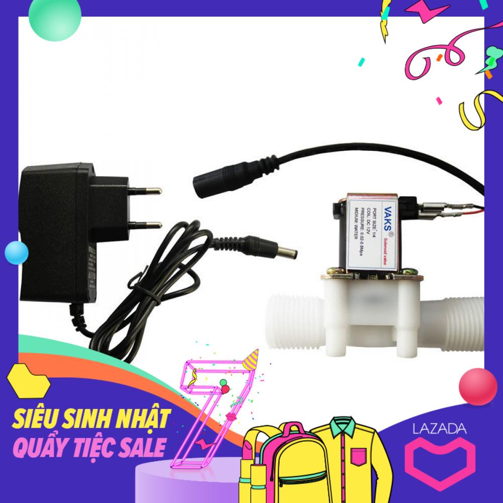 Bộ van điện từ phi 21 kèm nguồn 12V, 1A: Vcom-21