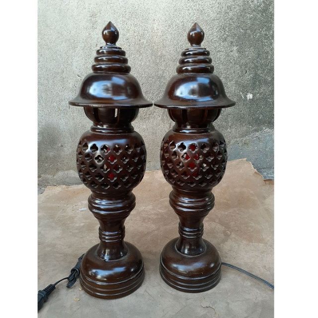 CẶP ĐÈN TỔ ONG GỖ TRÀM CAO 34