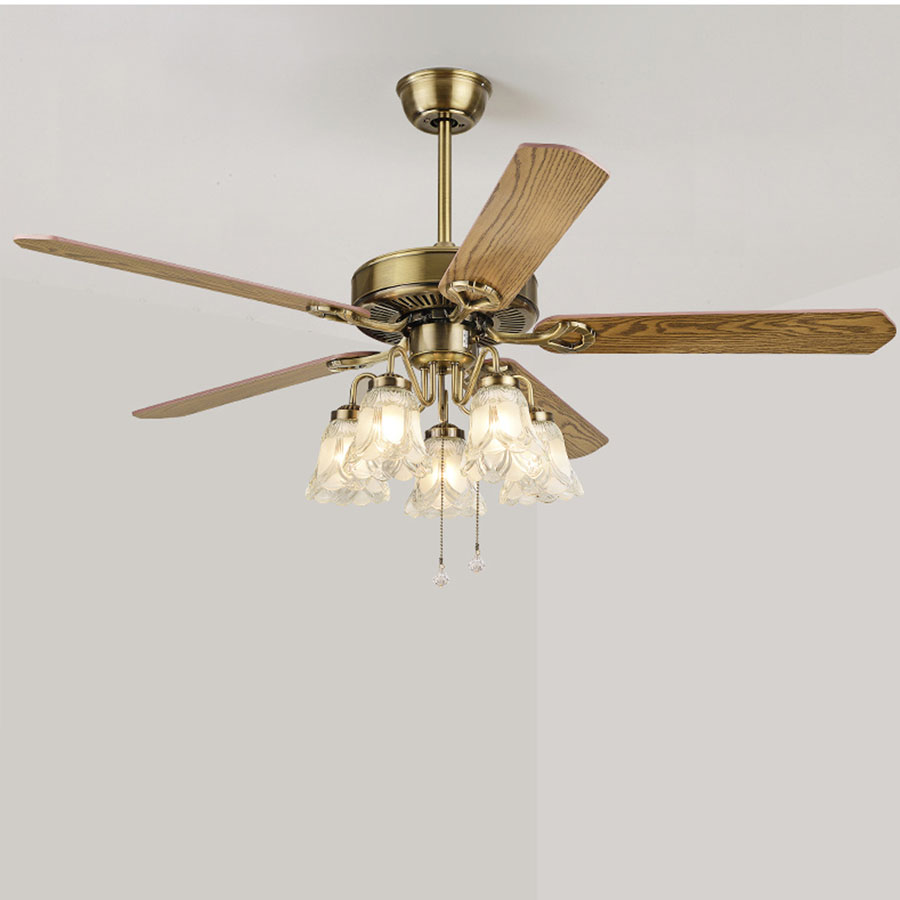 Đèn Quạt trần trang trí tân cổ Châu Âu [5 cánh 52 inch, 5 bóng đèn]