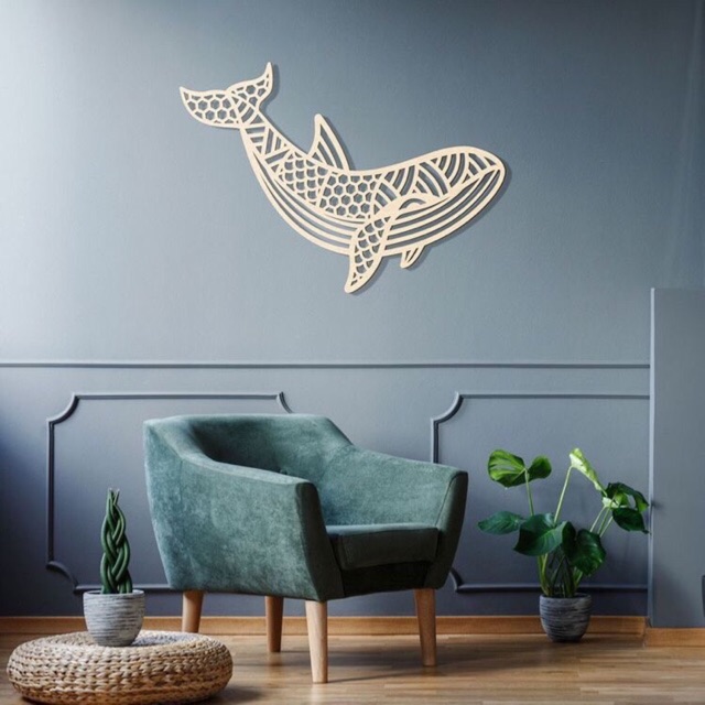 TRANH GỖ HÌNH CÁ VOI DECOR HÀN QUỐC