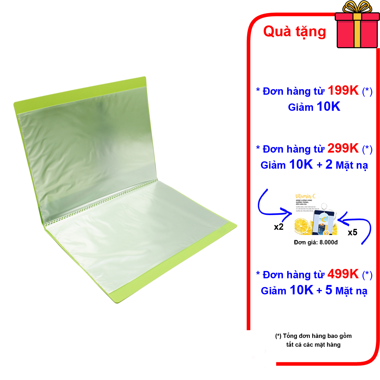 Bìa nhựa trong 100 lá A4