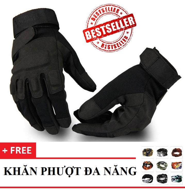 ⚡⚡ [HOT SALE] [CÓ QUÀ TẶNG] Găng Tay FULL NGÓN BLACK Dành Cho Phượt Thủ, găng tay xe máy dài ngón, găng tay nam + Tặng 1 Khăn phượt đa năng FUNO