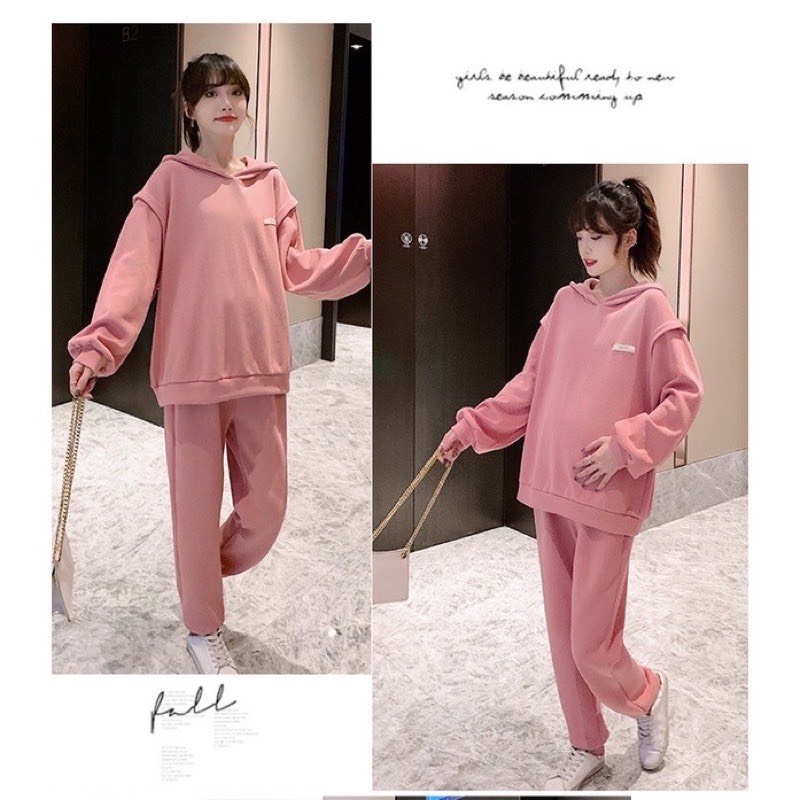 Bộ đồ bầu nỉ thu đông dày đẹp