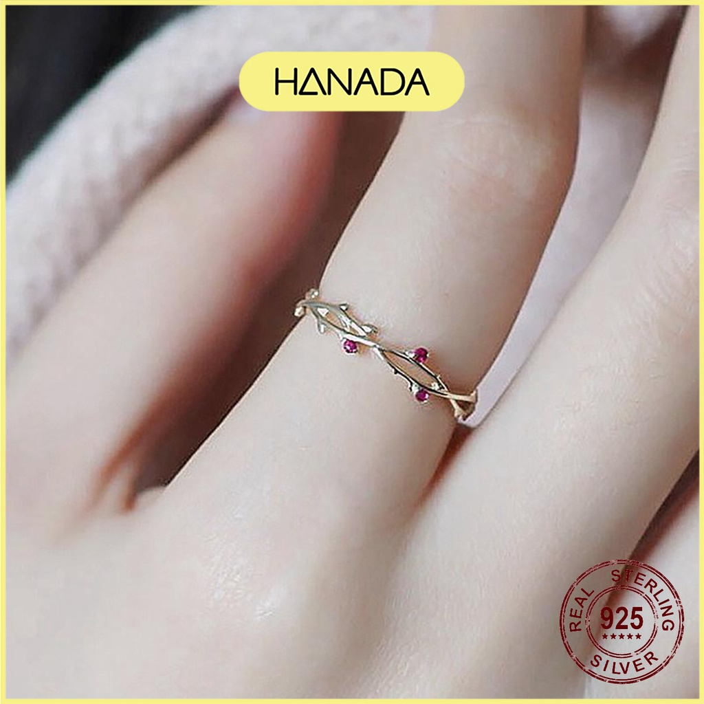 [HCM] Nhẫn Bạc 925 Hanada Hoa Hồng 0062