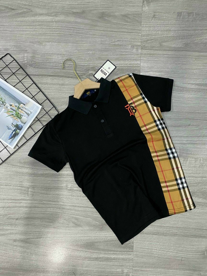 Áo thun nam polo có cố tay ngắn phối kiểu BBR vải cotton co dãn 4 chiều thấm hút mồ hôi tốt 2 màu trắng đen cao cấp