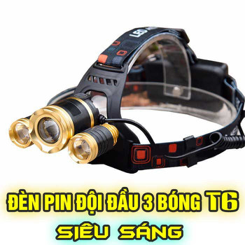 Đèn pin đội đầu 3 bóng siêu sáng t6 siêu sáng công nghệ đức- chiếu xa 1000m - đèn pin đội đầu 3 bóng t6 siêu sáng tặng 2 pin 18650 - đèn pin t6 có thiết kế cao cấp kiểu dáng độc đáo khả năng chiếu sáng ấn tượng