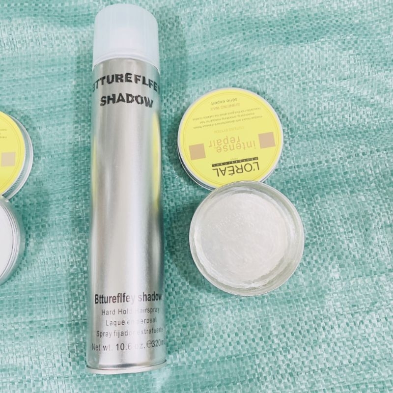 Combo Gôm bạc xịt tóc Bttereflfey shadow 320ml Và Sáp wax Vuốt Tóc Lore Đục -Combo Gôm + Sáp Vuốt Tóc nam Cứng Mềm trong