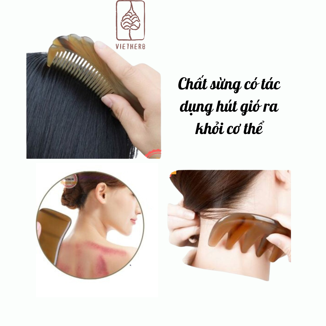 (Vietherb) Lược Sừng Dài Giúp tóc bóng đẹp, lưu thông khí huyết da đầu, massage, đánh cảm, cạo gió Koshka Home