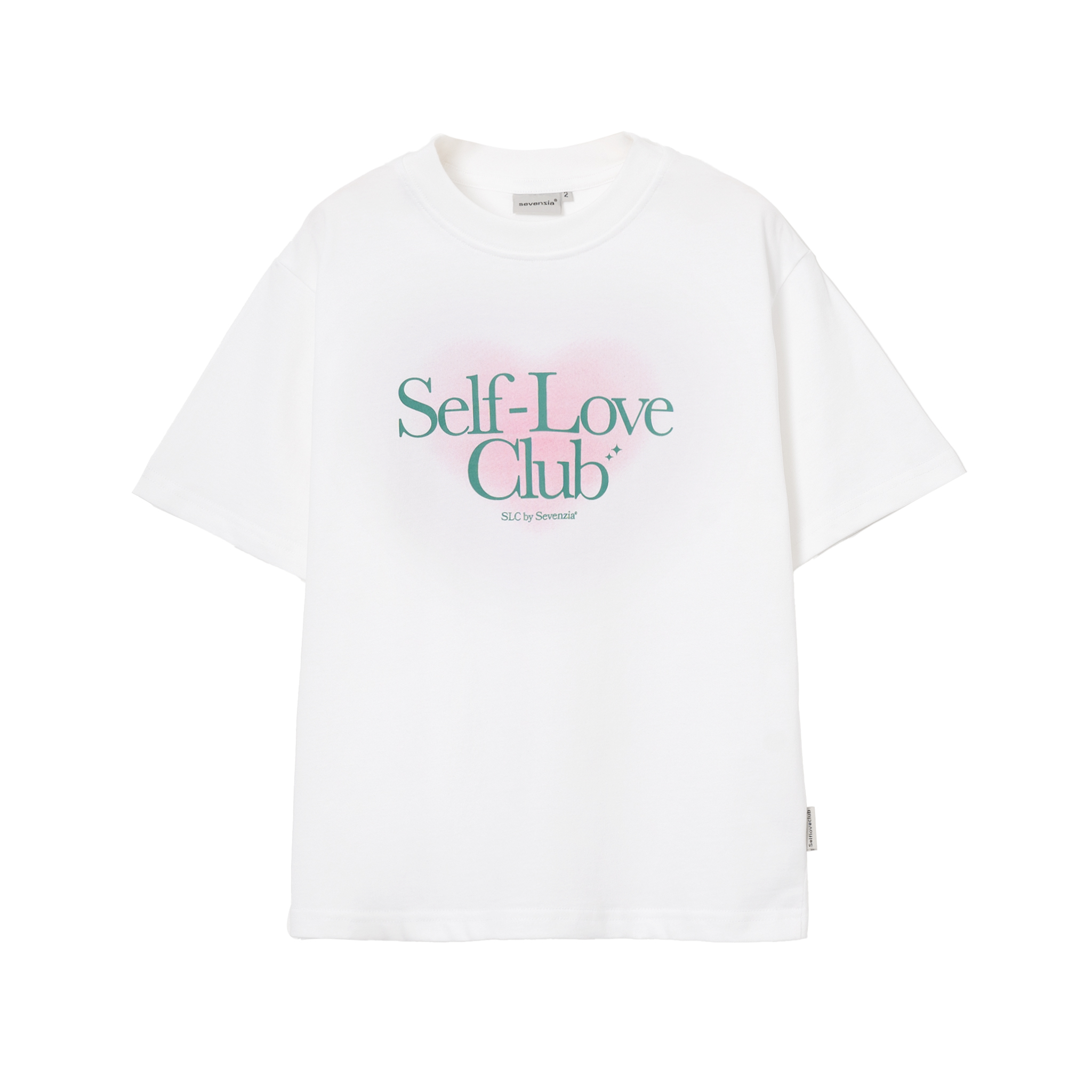 Áo thun form nữ SLC - regular tee "Pink Heart" - Trắng