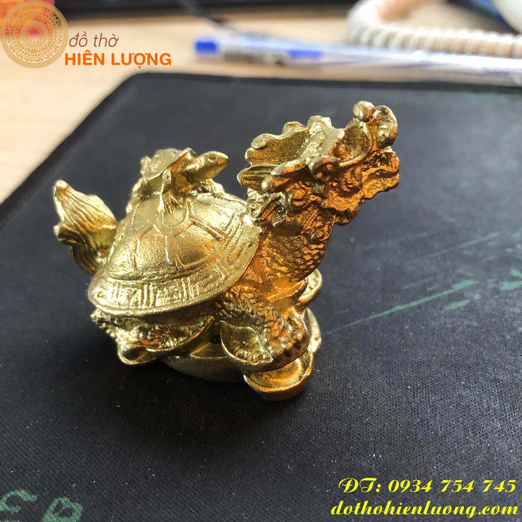 5cm high copper feng shui mini torch-dragon head turtle