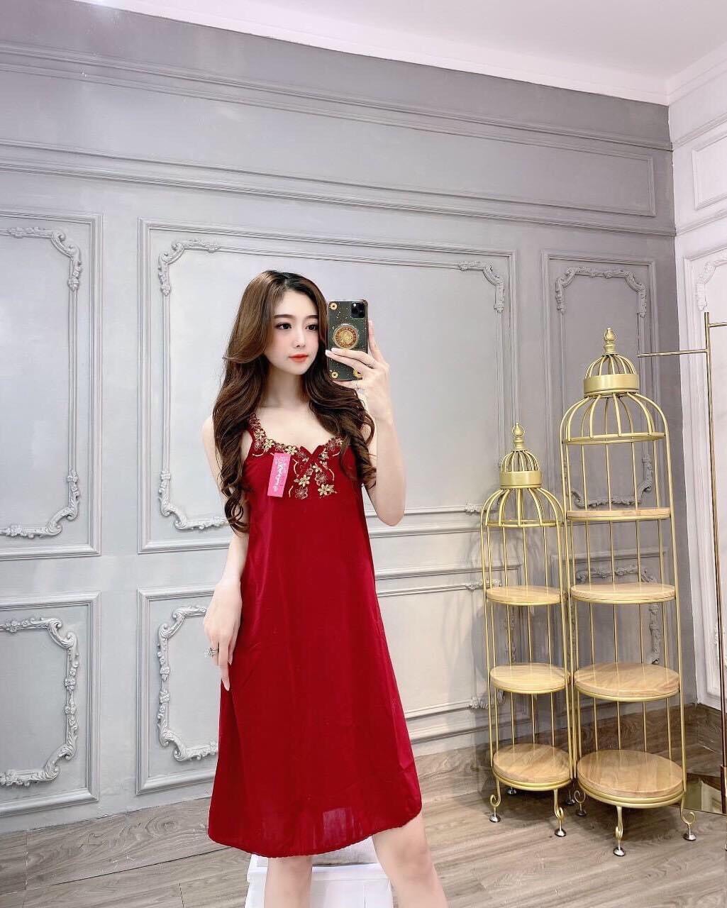 Đầm Nữ Đầm Thun Lạnh Dây Bản Mặc Nhà Cao Cấp