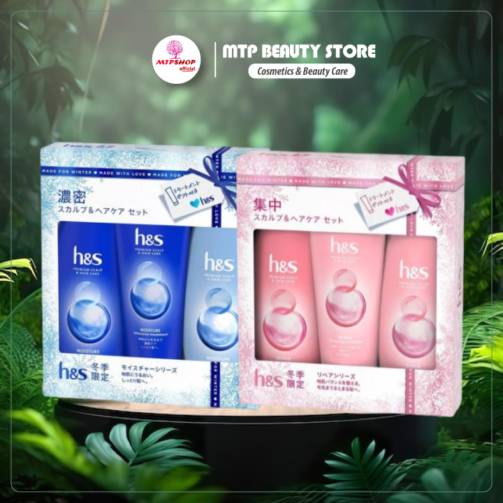 (MẪU MỚI) Bộ Dầu Gội Đầu Dầu Xả HS 370ml Nhật Bản