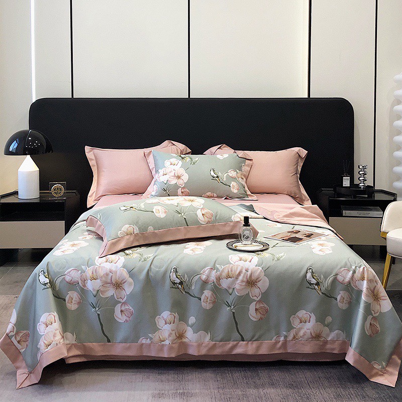 Set 4 món chăn ga gối lụa thái mền trần hè- chăn trần hè nhập khẩu loại 1
