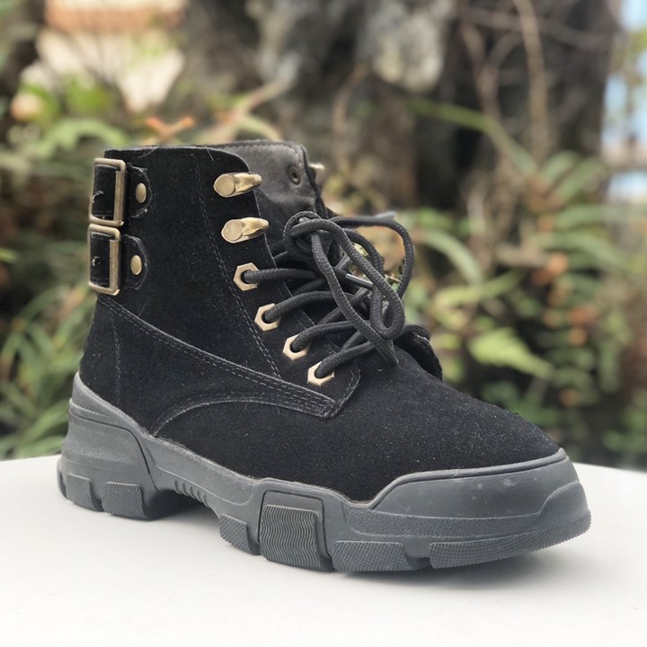 [SKM] Giày boot nữ cổ lửng da bóng thời trang sành điệu 20469