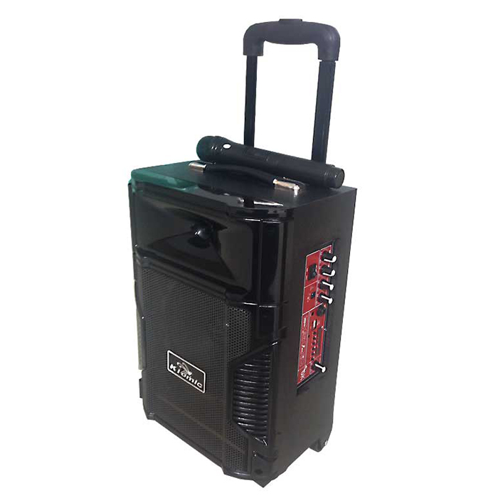 Tặng kèm mic hát karaoke Loa kéo di động thùng gỗ vali kéo