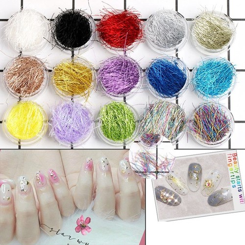 Set Nhũ Sợi Gắn Móng - Set Nhũ Tóc Mix 12 Màu