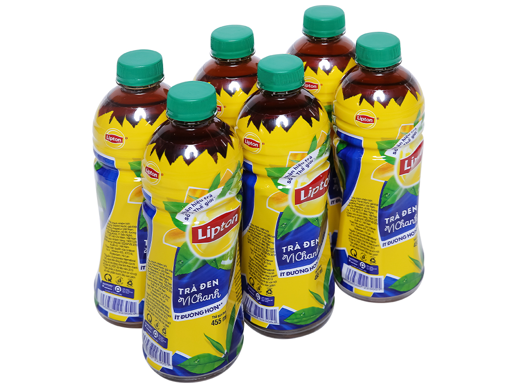 [Siêu thị WinMart] - Lốc 6 chai trà đen Lipton vị chanh chai 455m