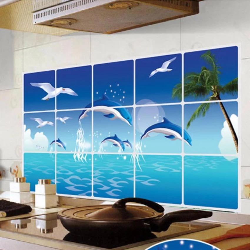 giấy dán bếp chống dầu mỡ Decal giấy dán tường Dán Bếp - Cá heo Miếng dán bếp,chất liệu cách nhiệt chống thấm dầu mỡ không thấm nước chịu nhiệt tốt