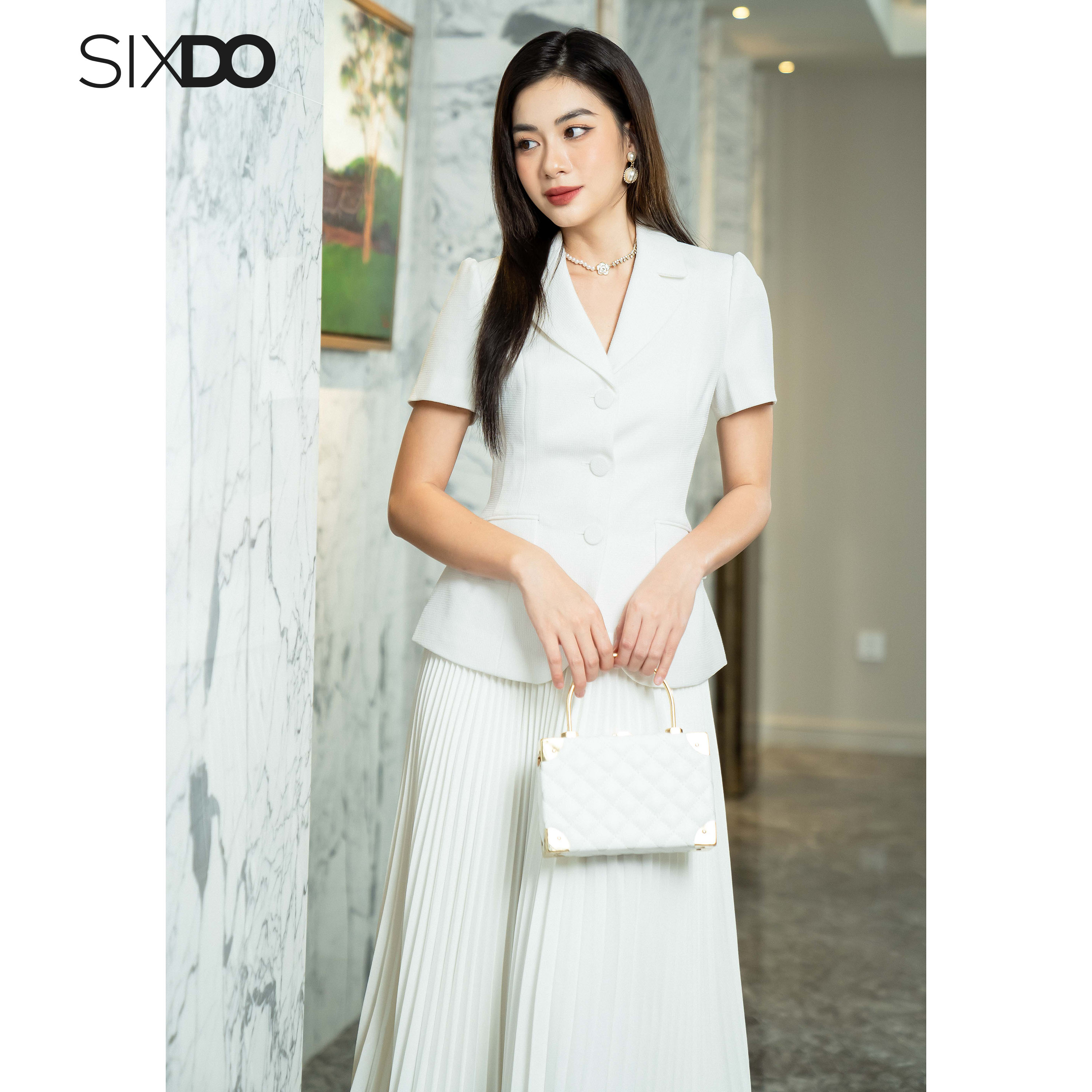 Áo Vest nữ phối túi SIXDO (Notch Lapel Collars Vest)