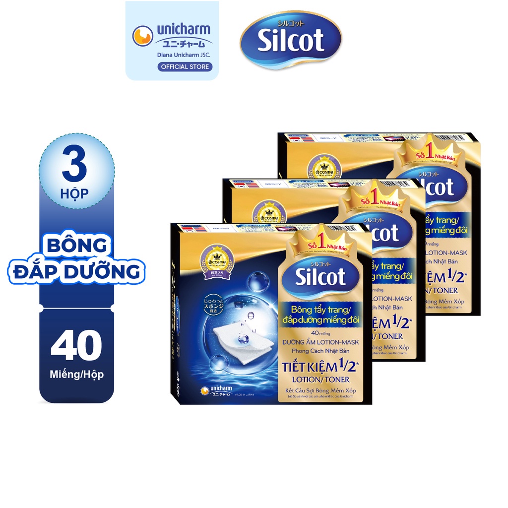 Combo 3 Hộp Bông trang điểm Silcot đắp dưỡng miếng đôi