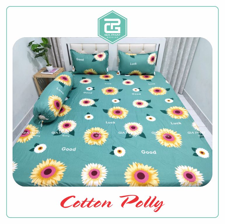 Bộ ga gối Cotton Poly (4 món) Loại 1 ( 1 ga + 1 áo ôm + 2 gối nằm)