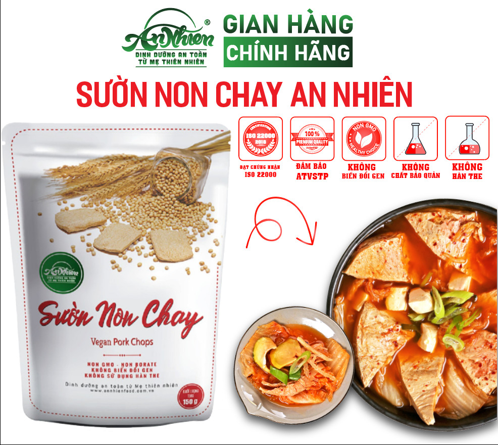 Sườn non chay an nhiên 150g, thịt chay, thực phẩm chay dinh dưỡng, healthy