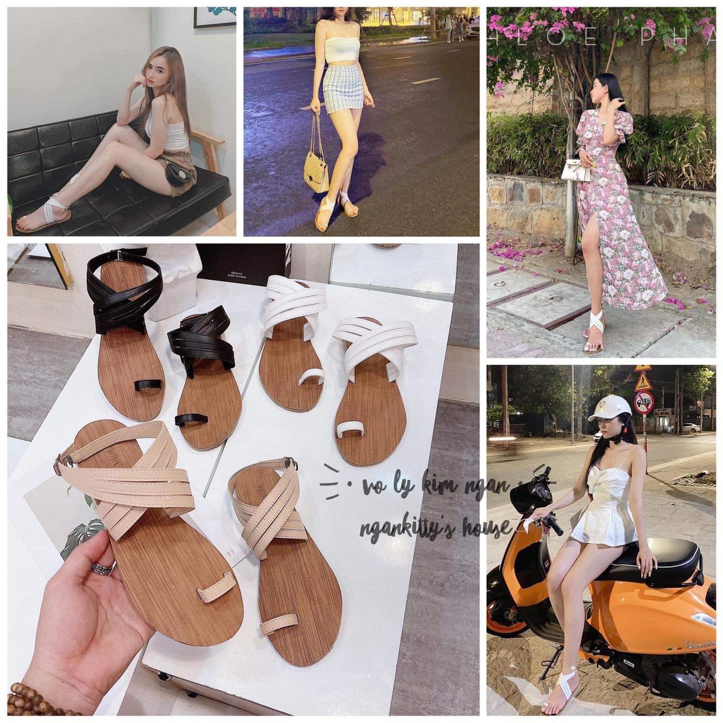 Giày sandal nữ đế thấp cánh chim size 35-42
