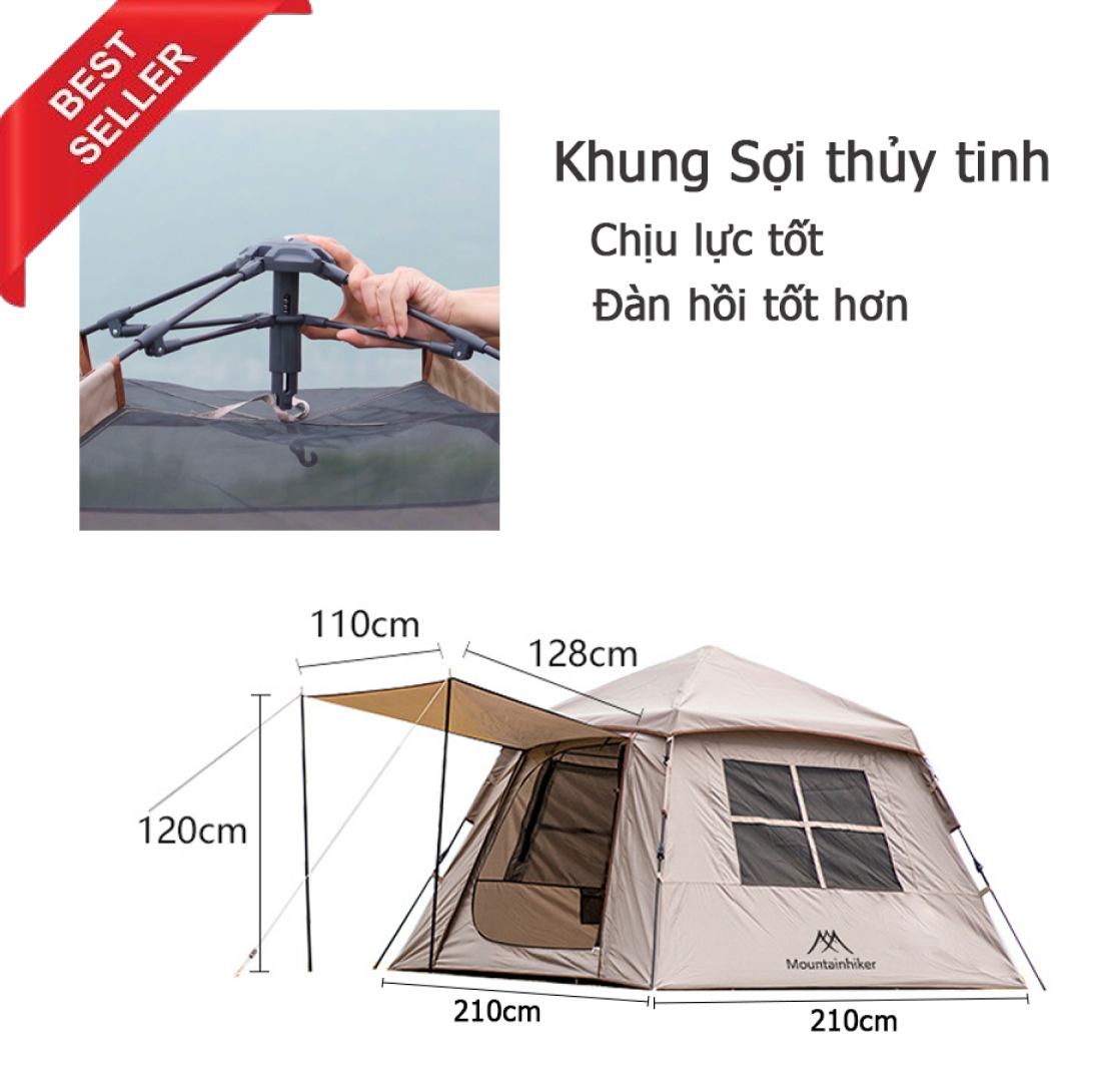 Lều cắm trại lều dã ngoại lều tự bung MountainHiker Lều cắm trại 4-6 người thông thoáng cách nhiệt t