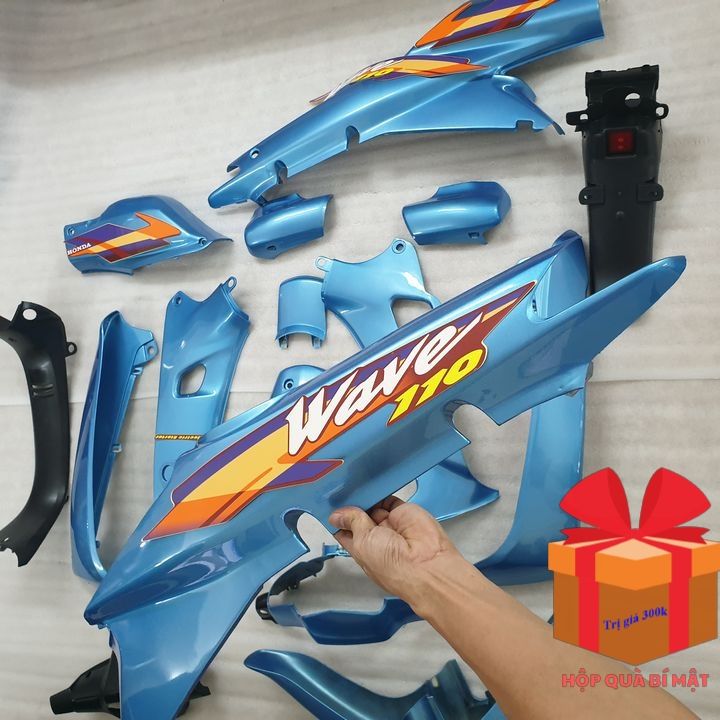 QUÀ TẶNG ĐẾN 300K - TẶNG TEM Bộ dàn áo MÀU XANH NGỌC xe WAVE anpha - Wave zx - wave 110 đời xe 1997 đến 2006, nhựa nguyên sinh ABS, phụ tùng xe máy giá rẻ hàng đẹp chất lượng đảm bảo