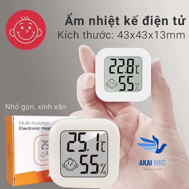 Máy Đo Nhiệt Độ & Độ Ẩm Màn LCD Có Sẵn Pin