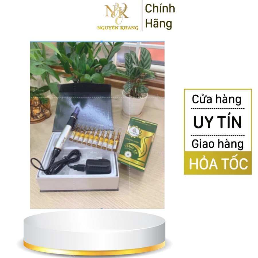 Bộ cấy tảo nano gồm máy dr pen a1 không tích điện + tảo xoắn vĩnh an+ 10 vitamin c + 5 kim nano