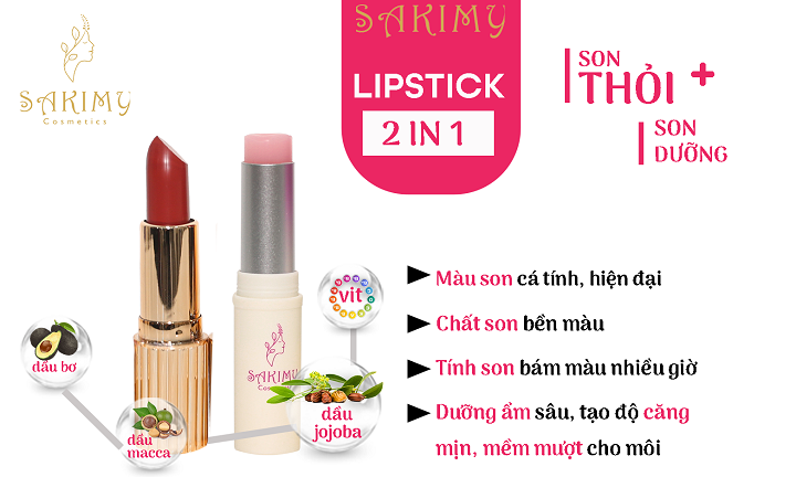 Sét Son Sáp Siêu lỳ và son dưỡng mềm mịn Sakimy ( hàng chính hãng)