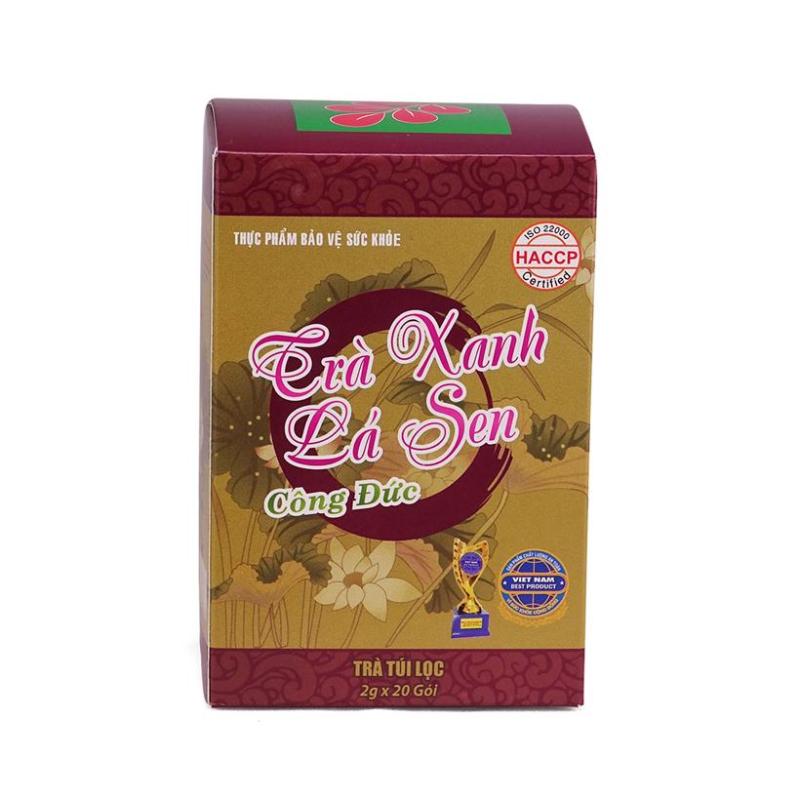 Combo 6 hộp Trà Xanh Lá Sen Công Đức - Hỗ trợ Giảm cân, giảm mỡ máu và Cholesterol