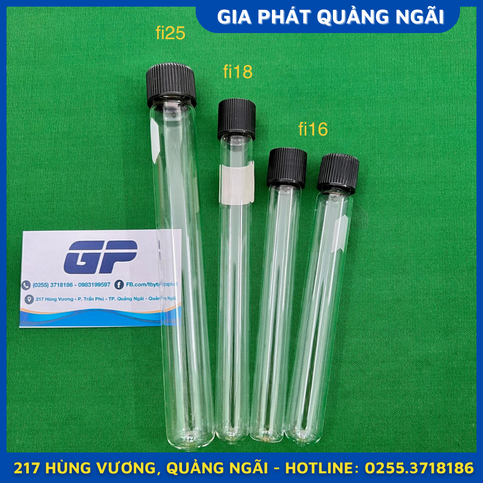 Ống nghiệm thủy tinh có nắp vặn đen kimax dụng cụ thí nghiệm phòng lab