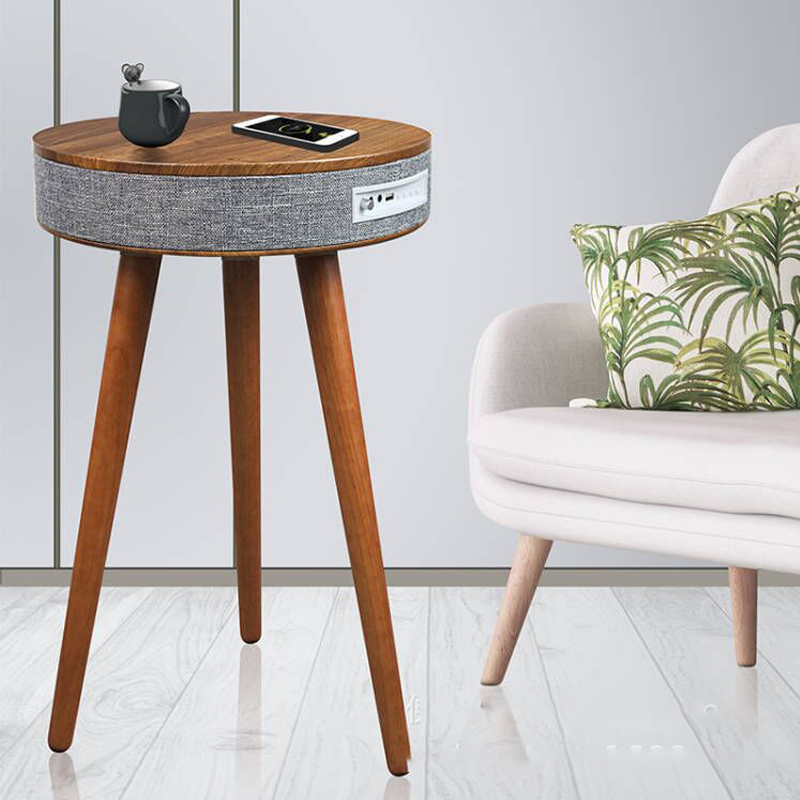 Drl226 Bluetooth speaker table for home decor good sound quality 10 hour battery built-in high-grade wood feet wireless charging