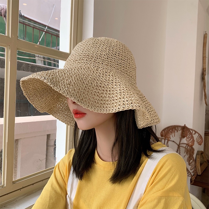 Mũ cói ( Nón cói) móc trơn vành siêu to
