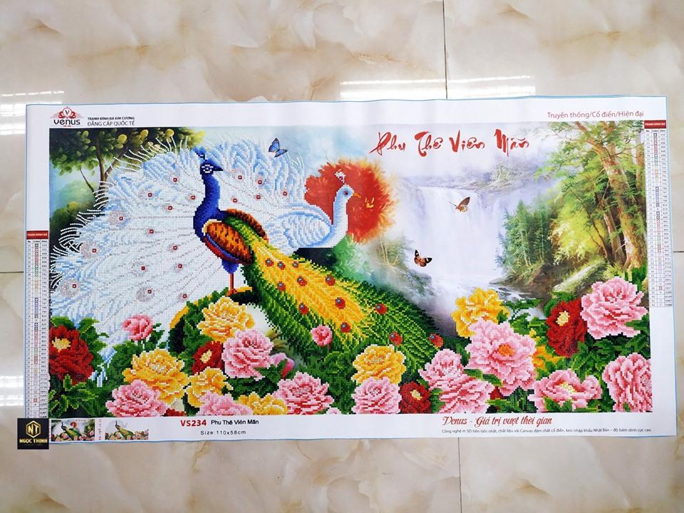 Tranh đính đá Phu Thê Viên Mãn VS234 Kích thước 110x58cm