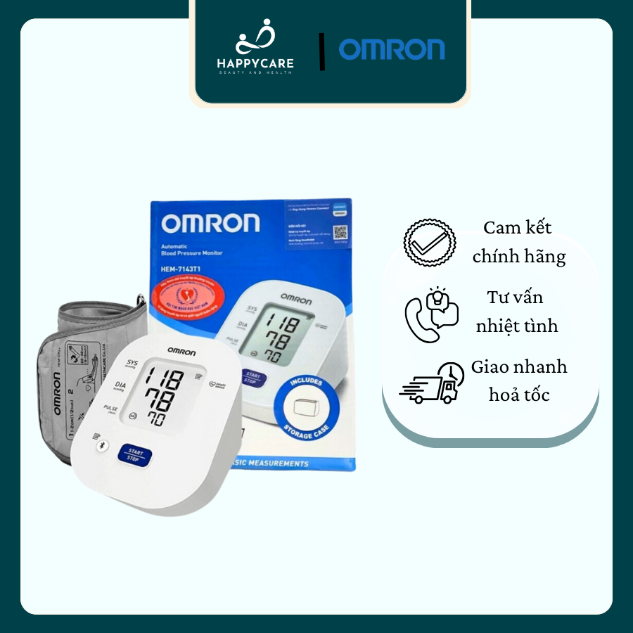 [Chính hãng] Máy Đo Huyết Áp Tự Động Omron Hem-7143T1