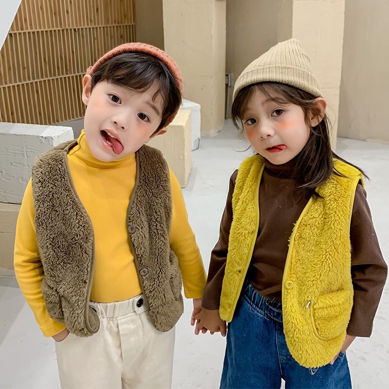 Áo gile lông cừu QATE775 cho bé