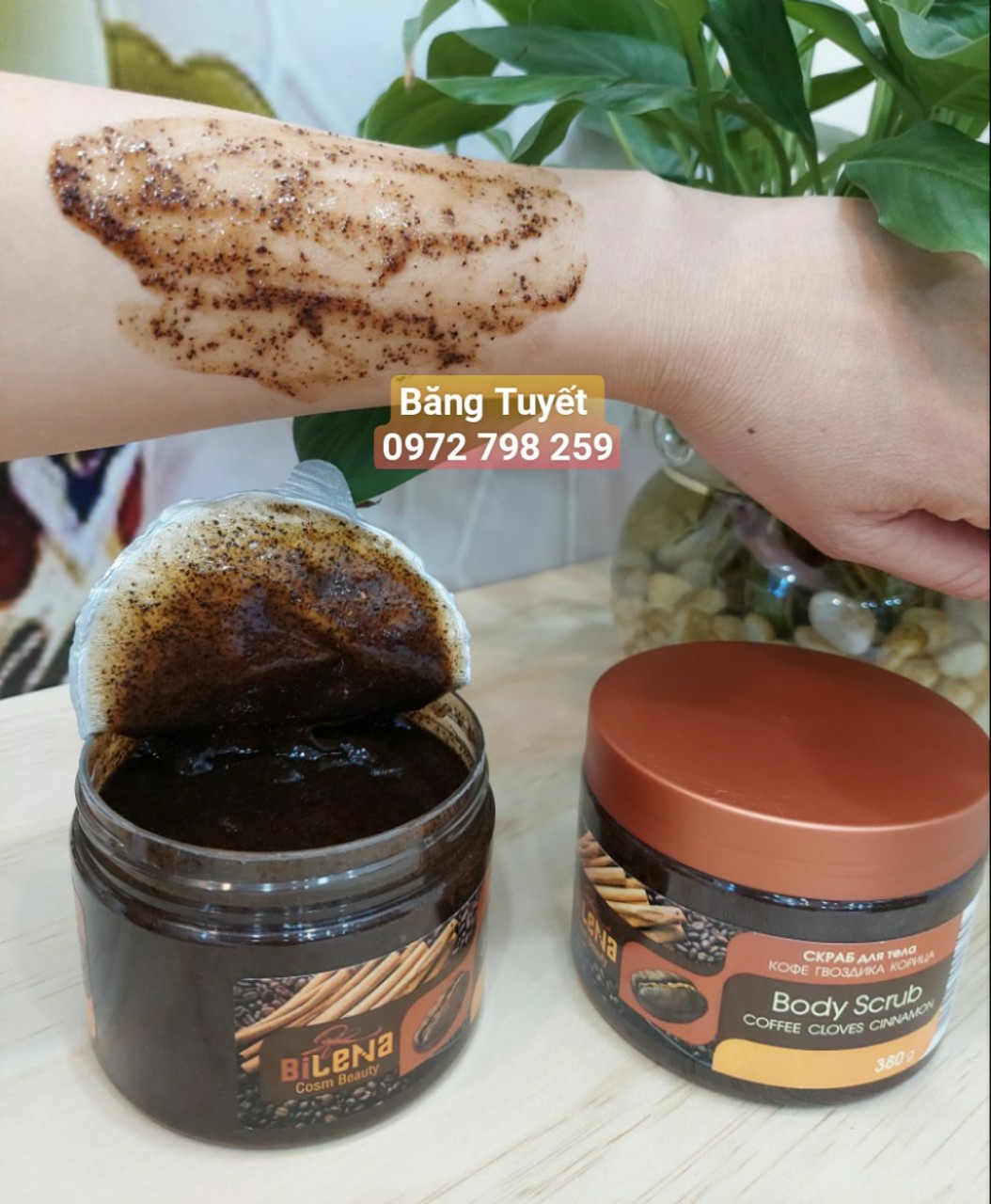 Tẩy tế bào da chết body quế hồi cà phê bilena 380g nga mẫu mới