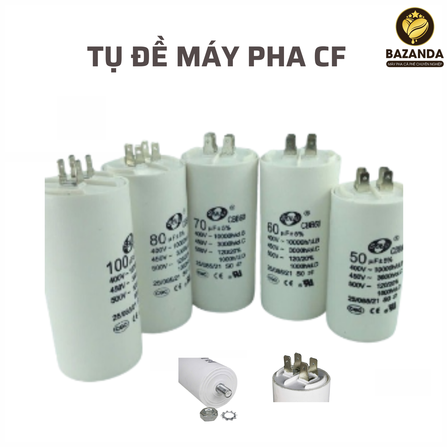 Tụ Điện Máy Pha 6uF/8uF/10uF/12uF 450Vac (SL:1Cái)