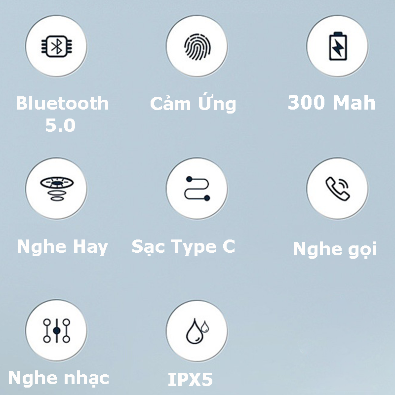 Tai Nghe True Wireless Bluetooth cảm ứng - Hàng chính hãng