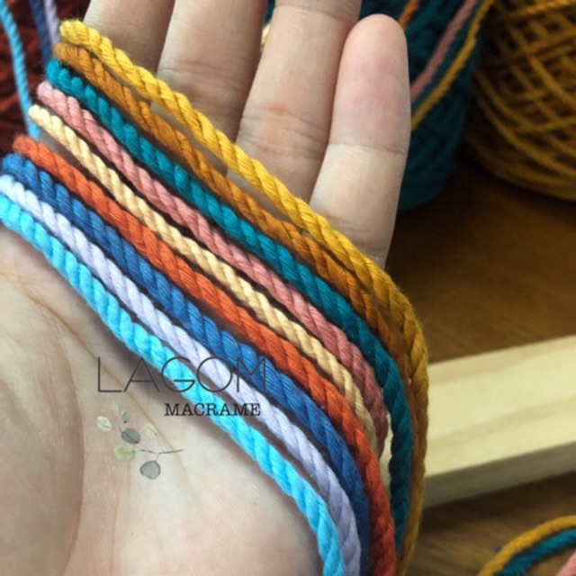 Dây thừng cotton màu size 3mm thắt macrame, trang trí, decor