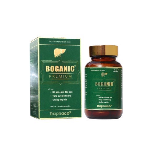 Boganic premium traphaco giúp thải độc gan, mát gan chống oxy hóa, tăng sức đề kháng hộp - lọ 30 viên