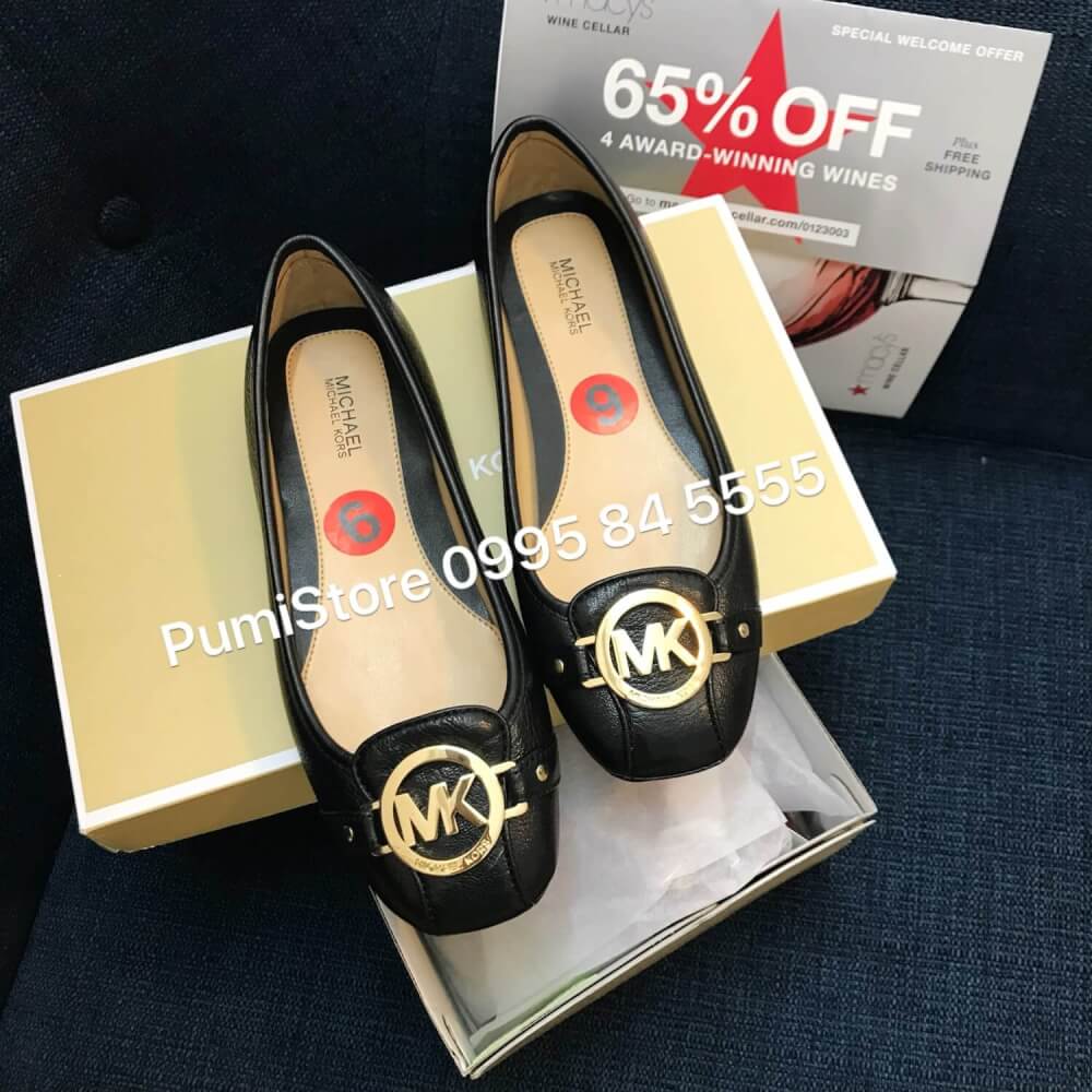 Giày Michael Kors Đen Khóa Vàng