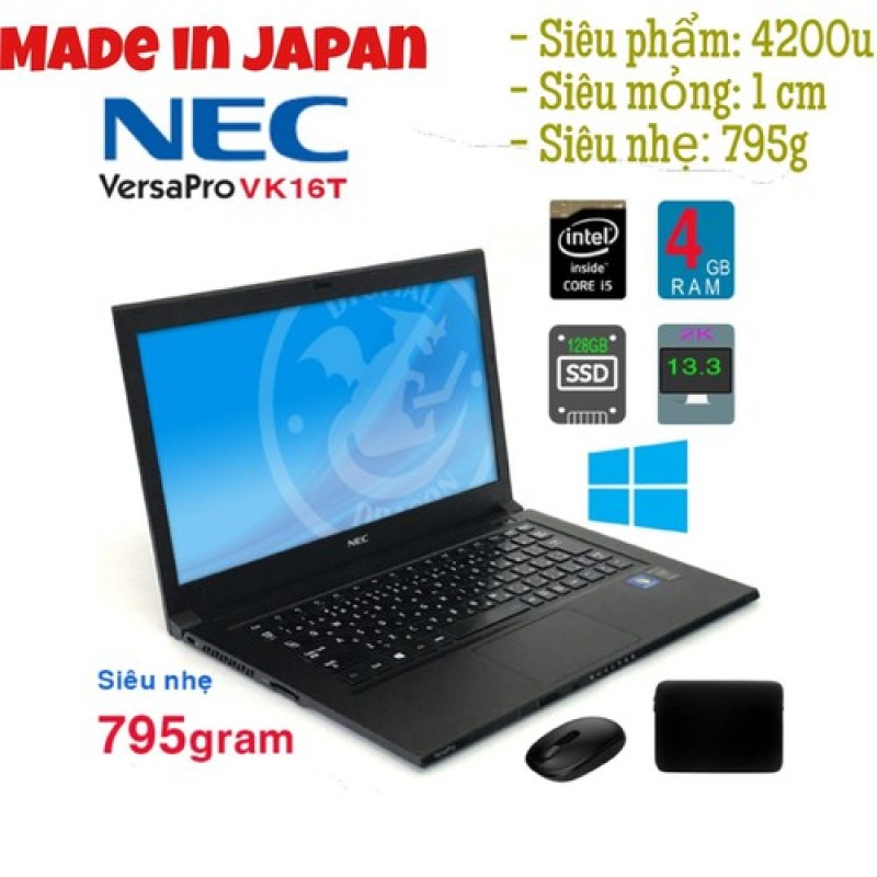 Laptop siêu mỏng siêu nhẹ Nhật Bản NEC VersaPro PC-VK17T Core i5-4200U, 4gb Ram, 128gb SSD 13.3inch 2K HD
