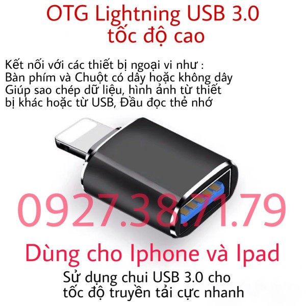 Bảng giá (CÓ SẴN) Cáp OTG Lightning sang USB 3.0 dùng cho Iphone và IPad cho tốc độ truyền tải cao Phong Vũ