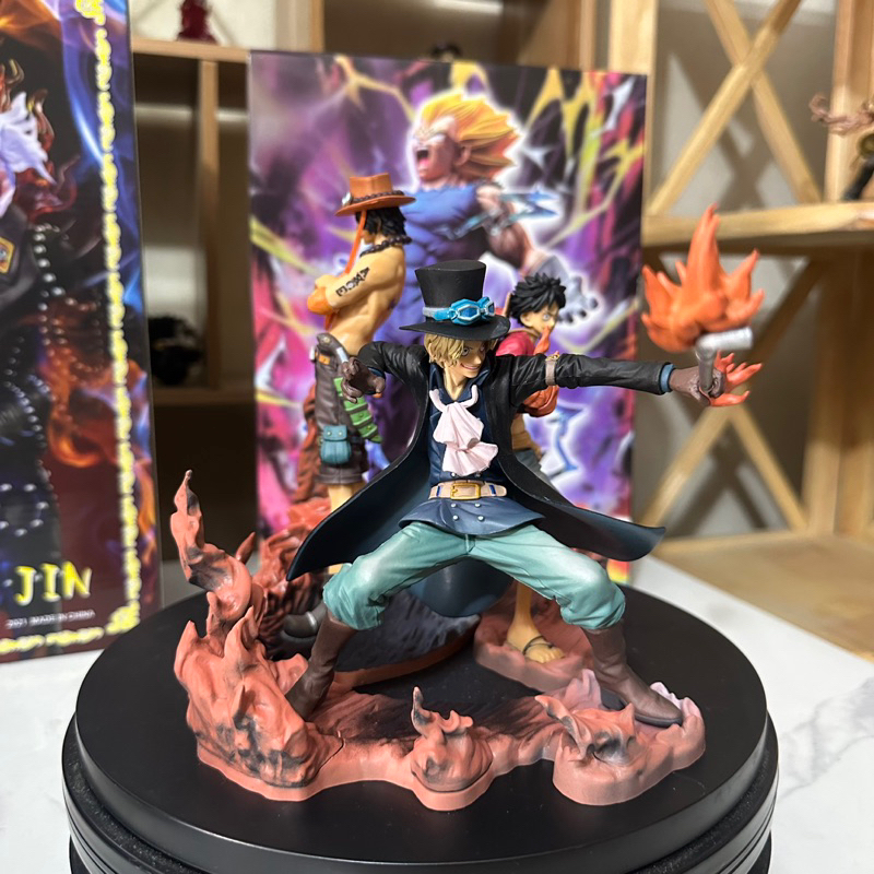 (Mô hình One Piece) Set 3 Mô hình ASL Ace - Sabo - Luffy hiệu ứng lửa 14-17cm