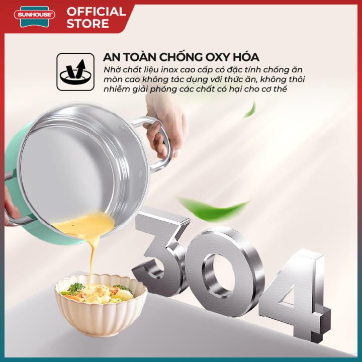 Bộ nồi inox đa lớp Sunhouse Mama SHG708 - 16/20/24cm - 3 lớp nguyên khối - An toàn chống oxy hóa - Dùng mọi loại bếp - Hình ảnh 5