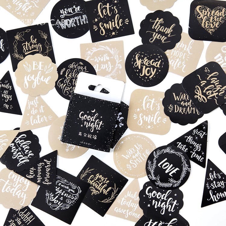 HỘP 45 STICKER TIẾNG ANH TRANG TRÍ BULLET JOURNAL